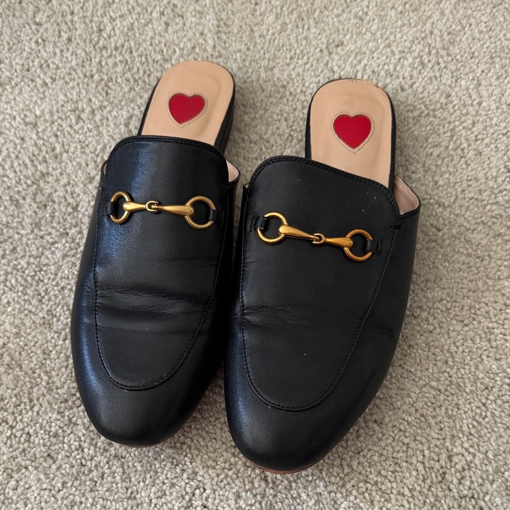 Amazon Black Mules with Gold Accent